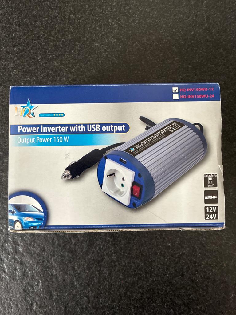 Power Inverter 150W met USB - 12V/24V naar 230V, Ophalen, Zo goed als nieuw