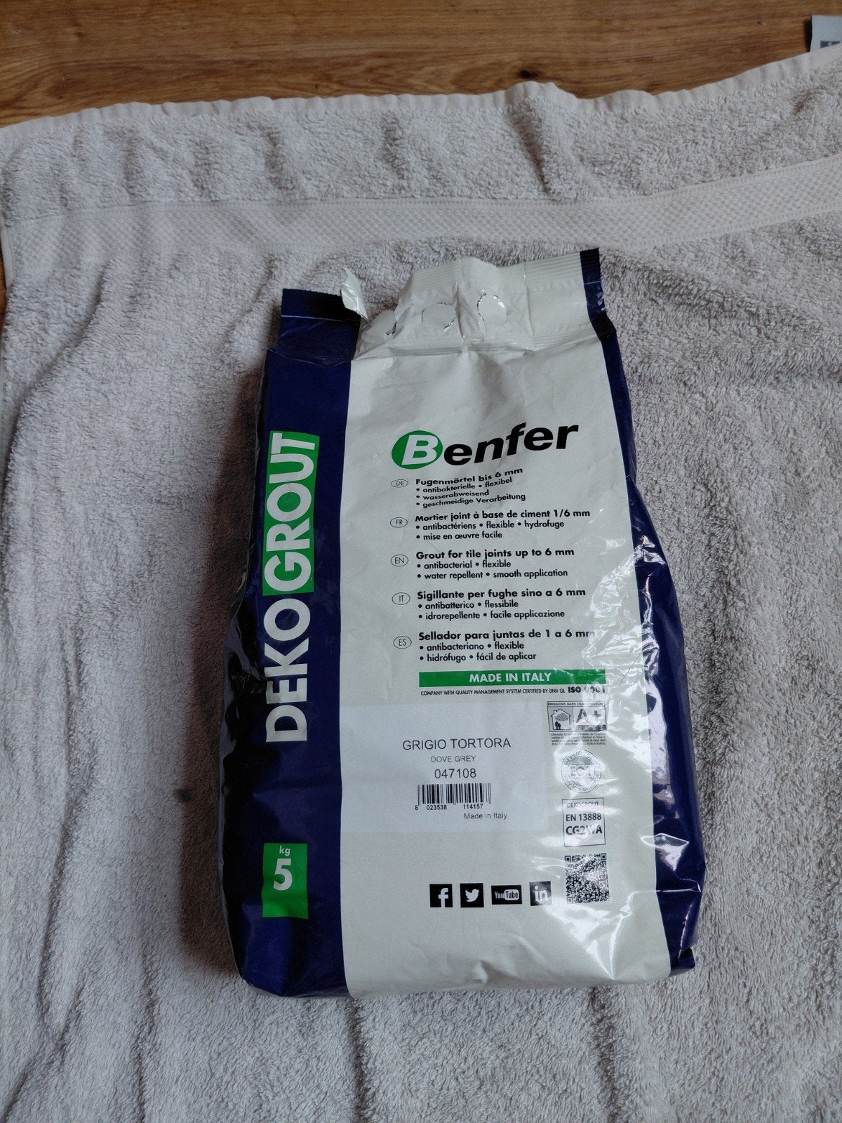 Benfer Deko Grout Grijs Tortora (Dove Grey) 5kg, Overige typen, Nieuw, 10 m² of meer, Overige materialen