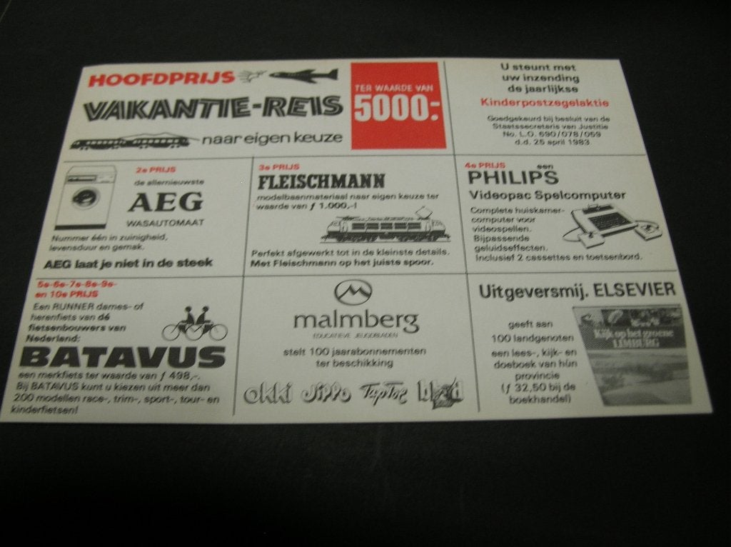 Voor het Kind prijs vragen kaartje 1983, Verzenden, 1980 tot heden, Ongelopen, Overige thema's