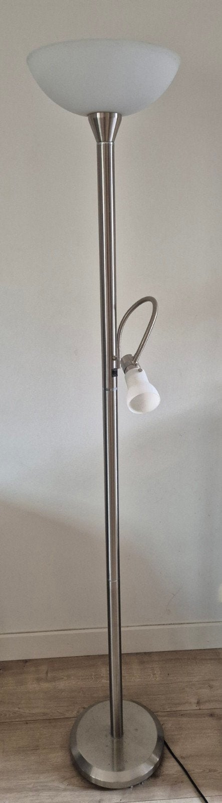 Stijlvolle Vloerlamp met Leeslamp, Huis en Inrichting, Lampen | Vloerlampen, Ophalen, Gebruikt, E27 (groot), Glas
