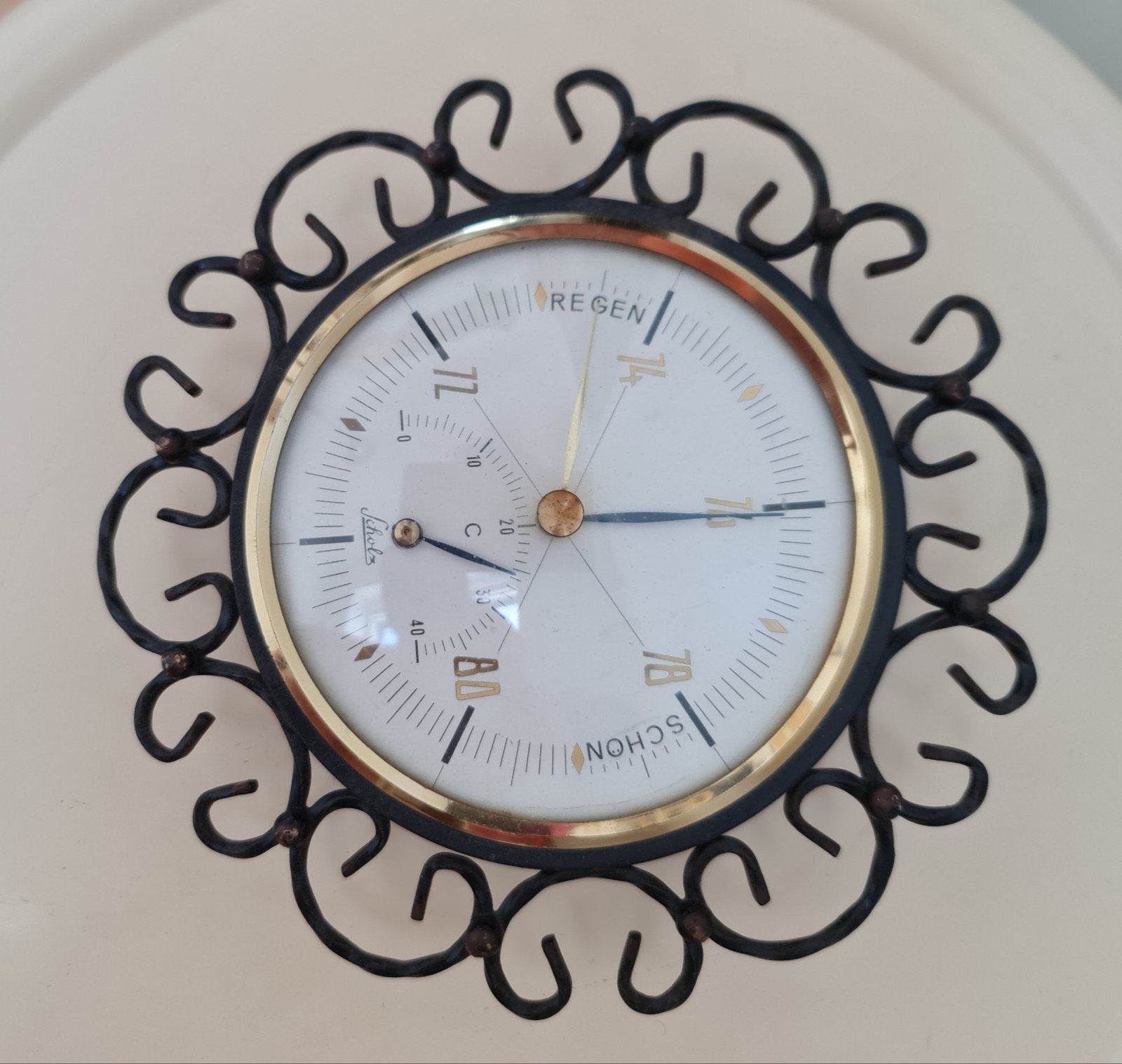 Sierlijk gedecoreerde Scholz barometer, zeer goede staat, Ophalen, Gebruikt, Barometer