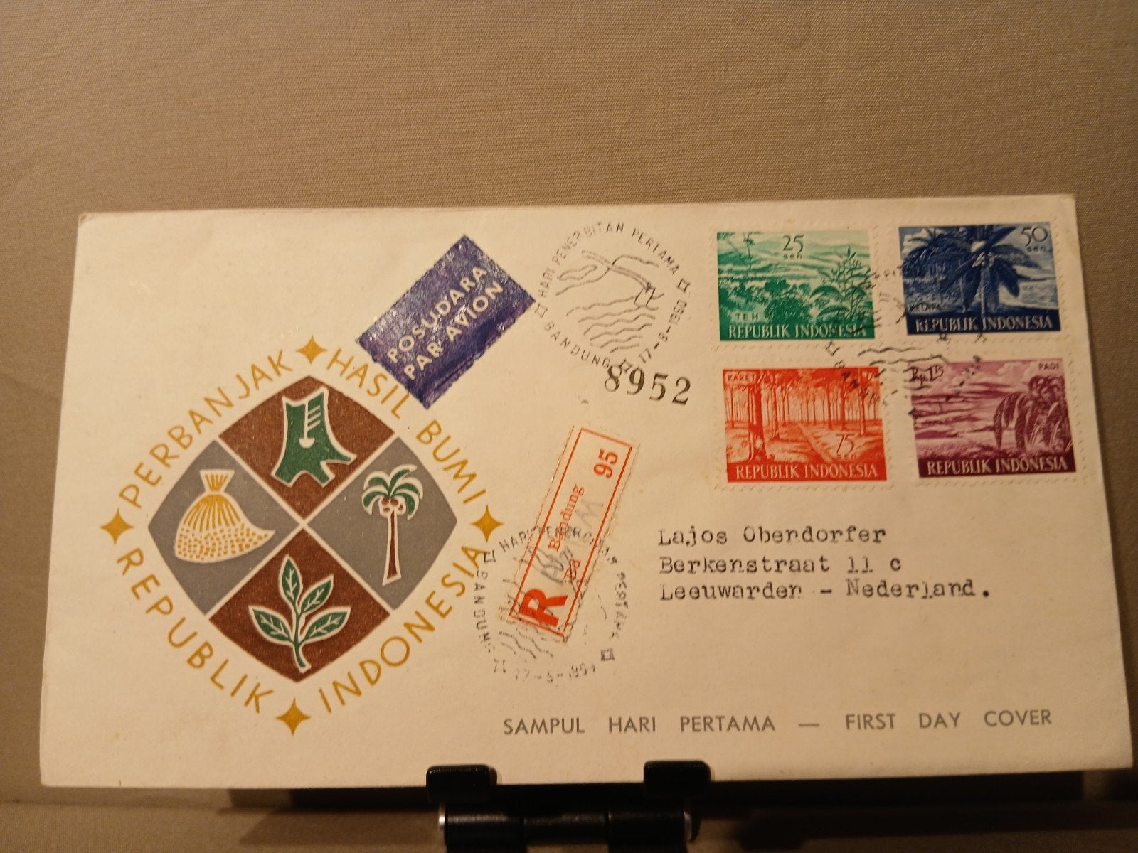 First Day Cover Indonesië 1960 - Hasil Bumi serie, Ophalen of Verzenden, Beschreven, Rest van de wereld