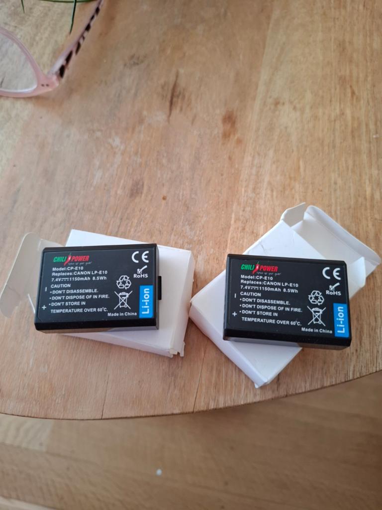 NIEUW 2x Chili Power CP-E10 Batterij voor Canon LP-E10, Ophalen of Verzenden, Zo goed als nieuw