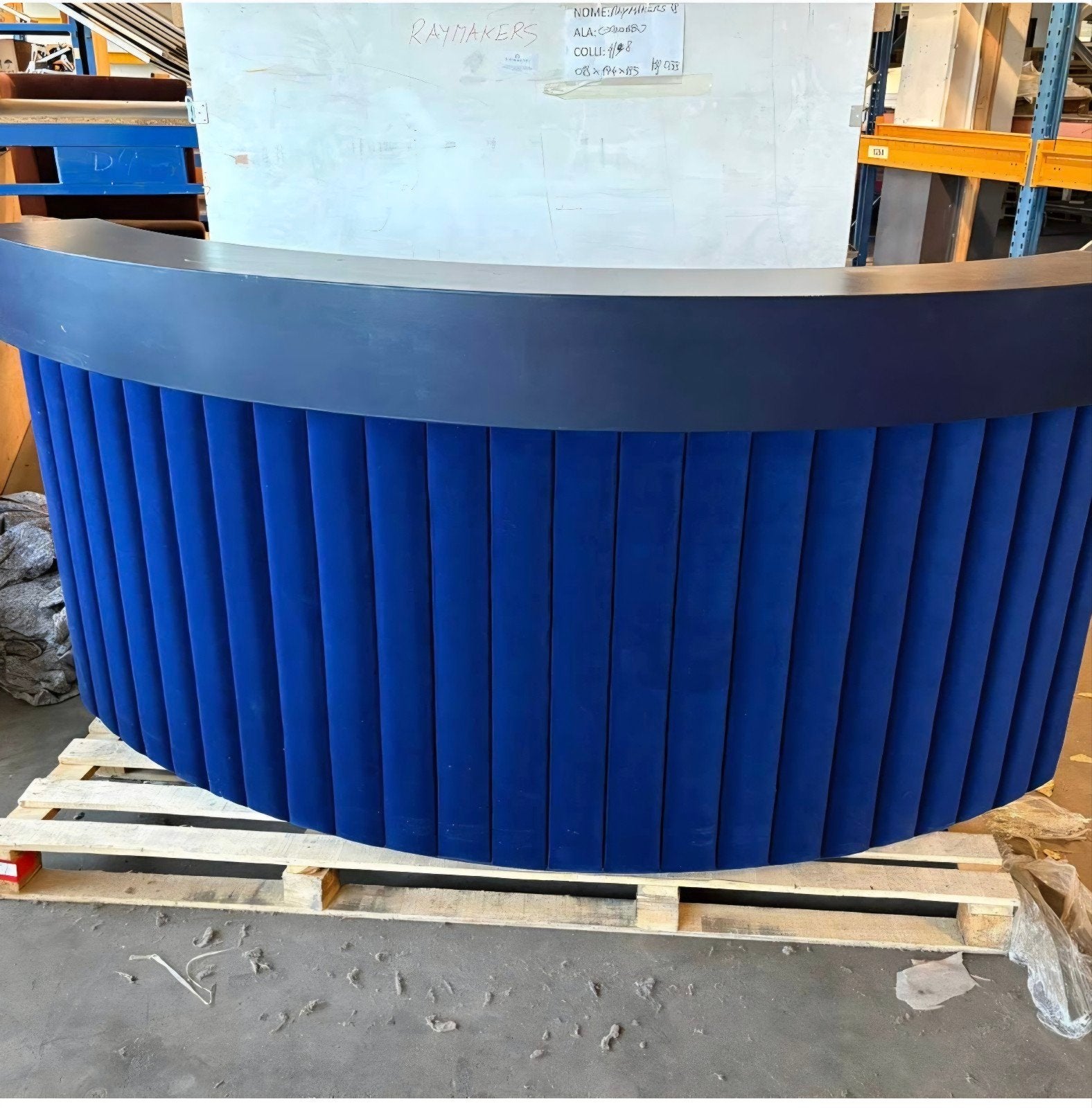 Luxe Blauw Velours Receptiebalie - 226cm Breed, Ophalen of Verzenden, Gebruikt