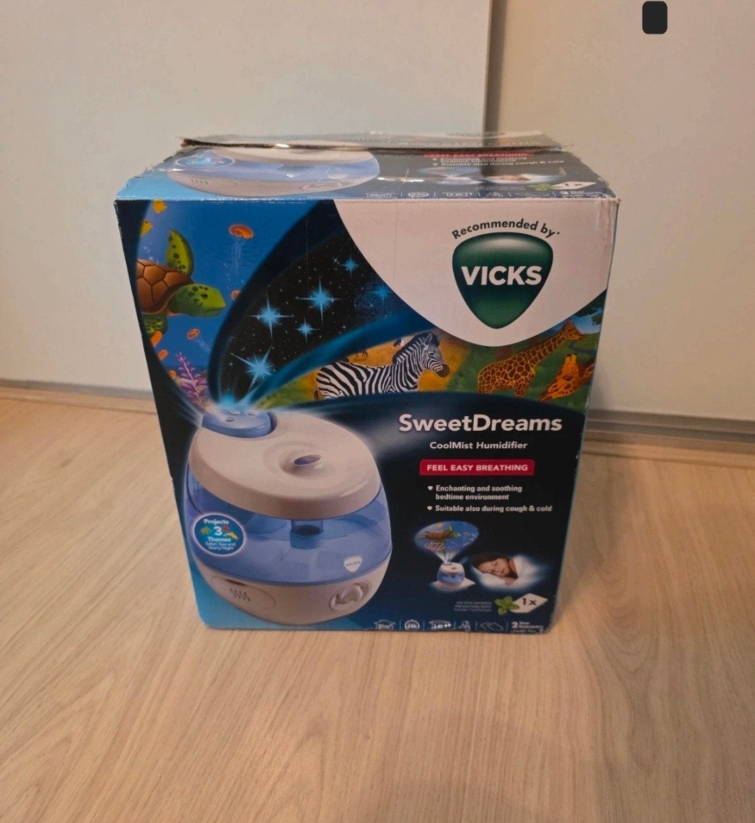 Vicks SweetDreams CoolMist Luchtbevochtiger + VapoPads, Ophalen of Verzenden, Zo goed als nieuw, Luchtbevochtiger