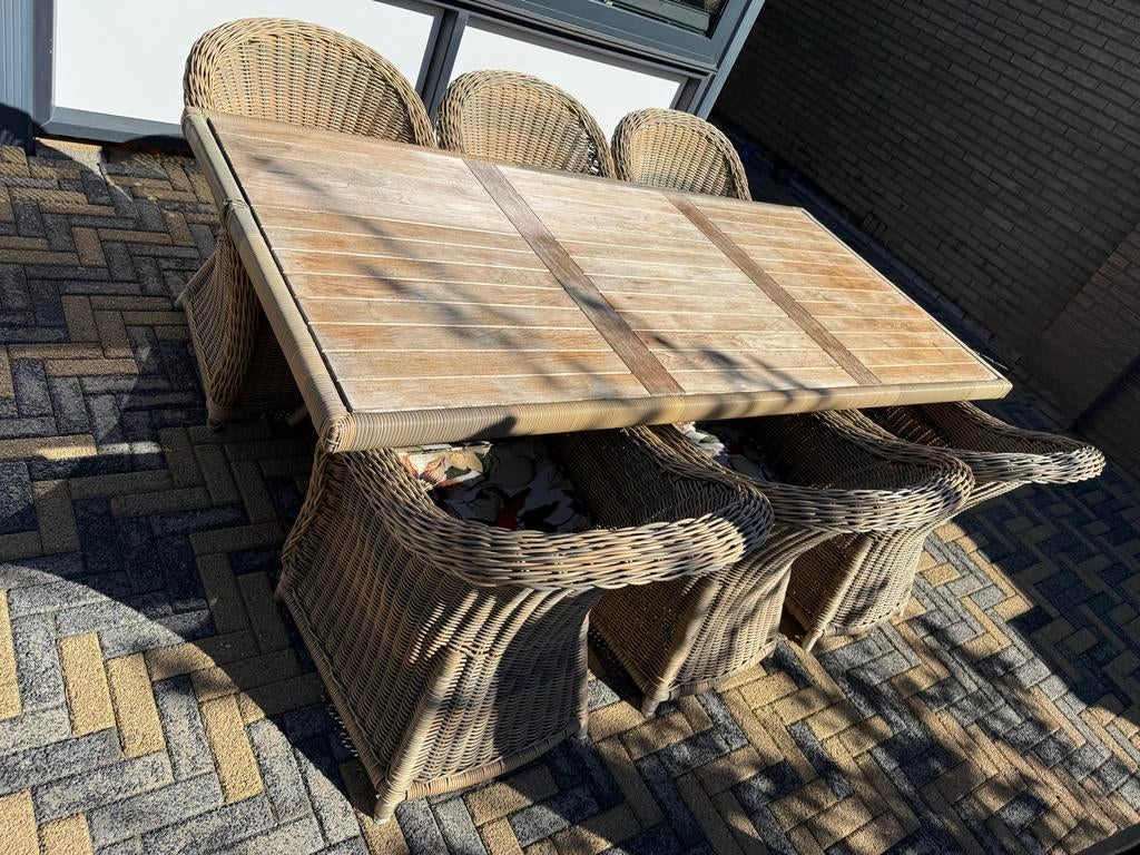 Luxe 4 Seasons Outdoor Brighton tuinset met 6 stoelen, Ophalen, Gebruikt, Eettafel, 6 zitplaatsen