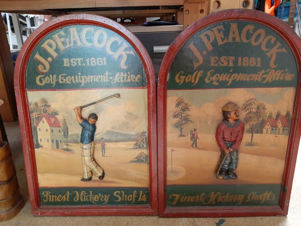 Diverse golf verzamelobjecten: wandborden, beeldje, display, Ophalen of Verzenden, Gebruikt