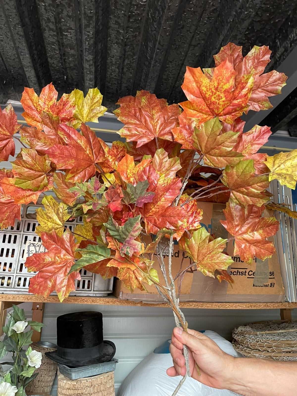 Herstbladeren, Huis en Inrichting, Woonaccessoires | Kunstplanten en Kunstbloemen, Ophalen, Zo goed als nieuw, Kunsttak
