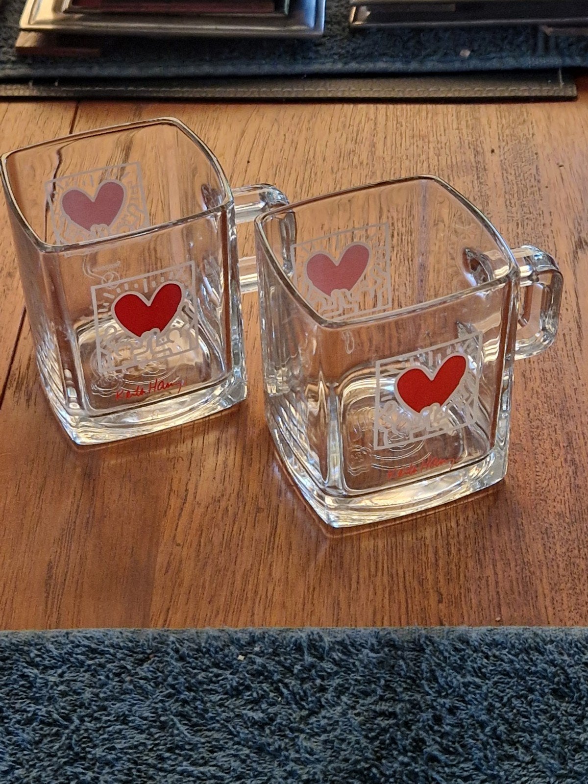 Set2 Senseo Koffieglazen kunstenaar Keith Haring voor Senseo, Ophalen of Verzenden, Glas, Gemerkt