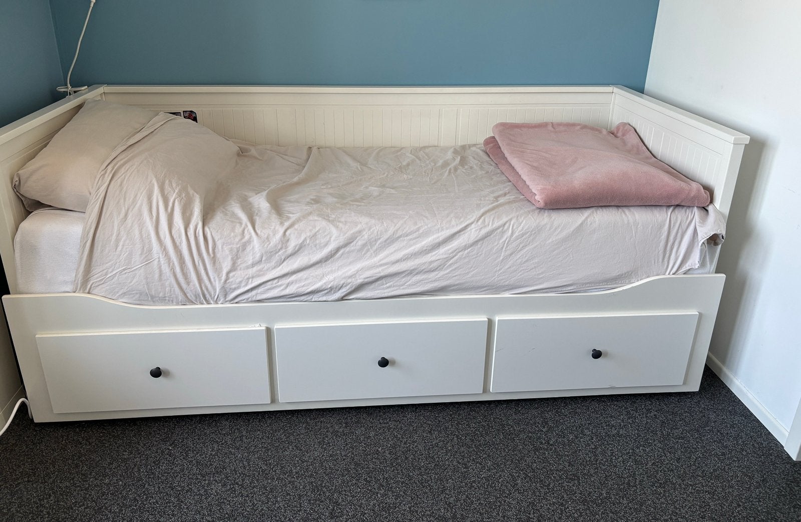 Ikea bed Hemnes 80x200, Ophalen, Verstelbaar, Eenpersoons, Wit