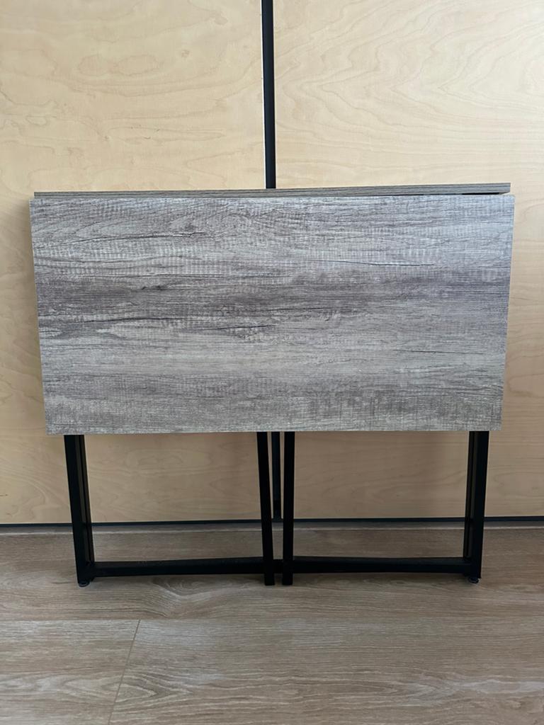 Stevige inklapbare tafel met houtlook blad, Ophalen, Kunststof, 50 tot 100 cm, Zo goed als nieuw