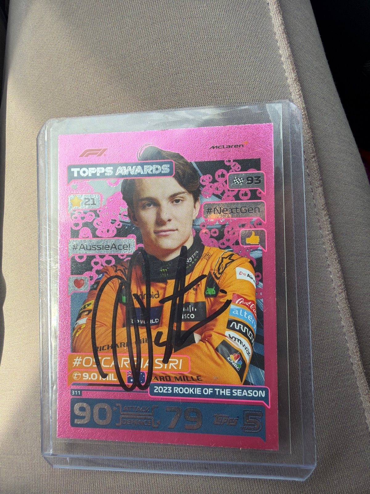 Oscar Piastri gesigneerde Topps Awards kaart F1 2024, Ophalen of Verzenden, Zo goed als nieuw, Losse kaart