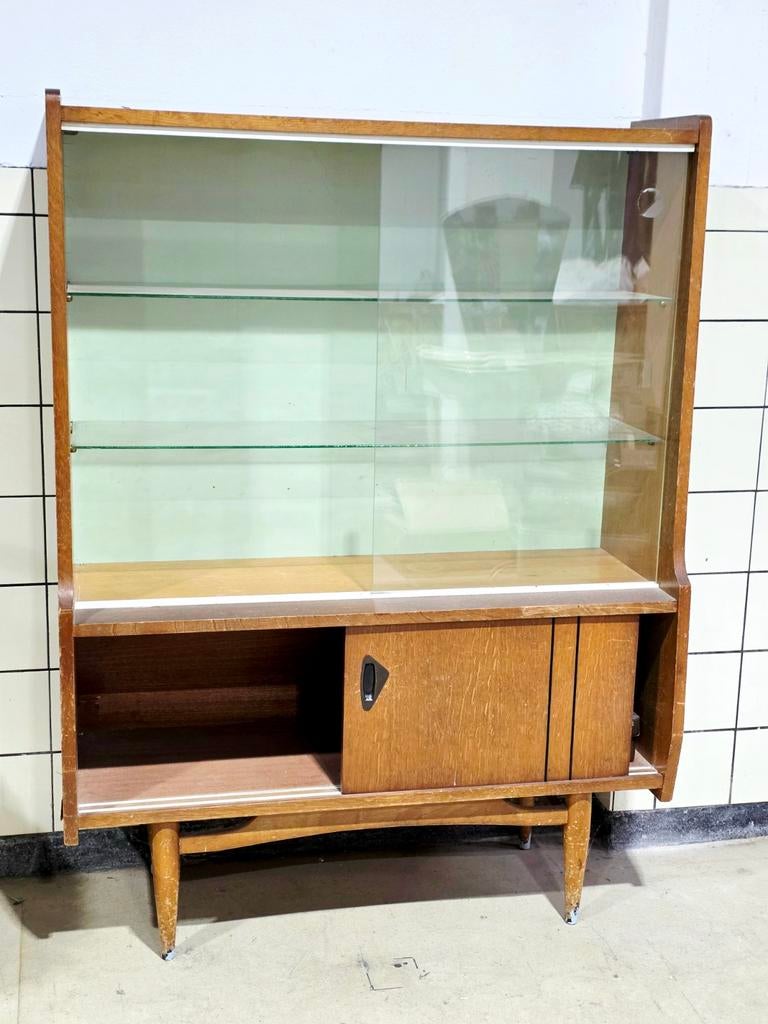 Mid-Century Modern Oak Display Cabinet, Huis en Inrichting, Kasten | Vitrinekasten, Ophalen, 25 tot 50 cm, 50 tot 100 cm, Minder dan 100 cm