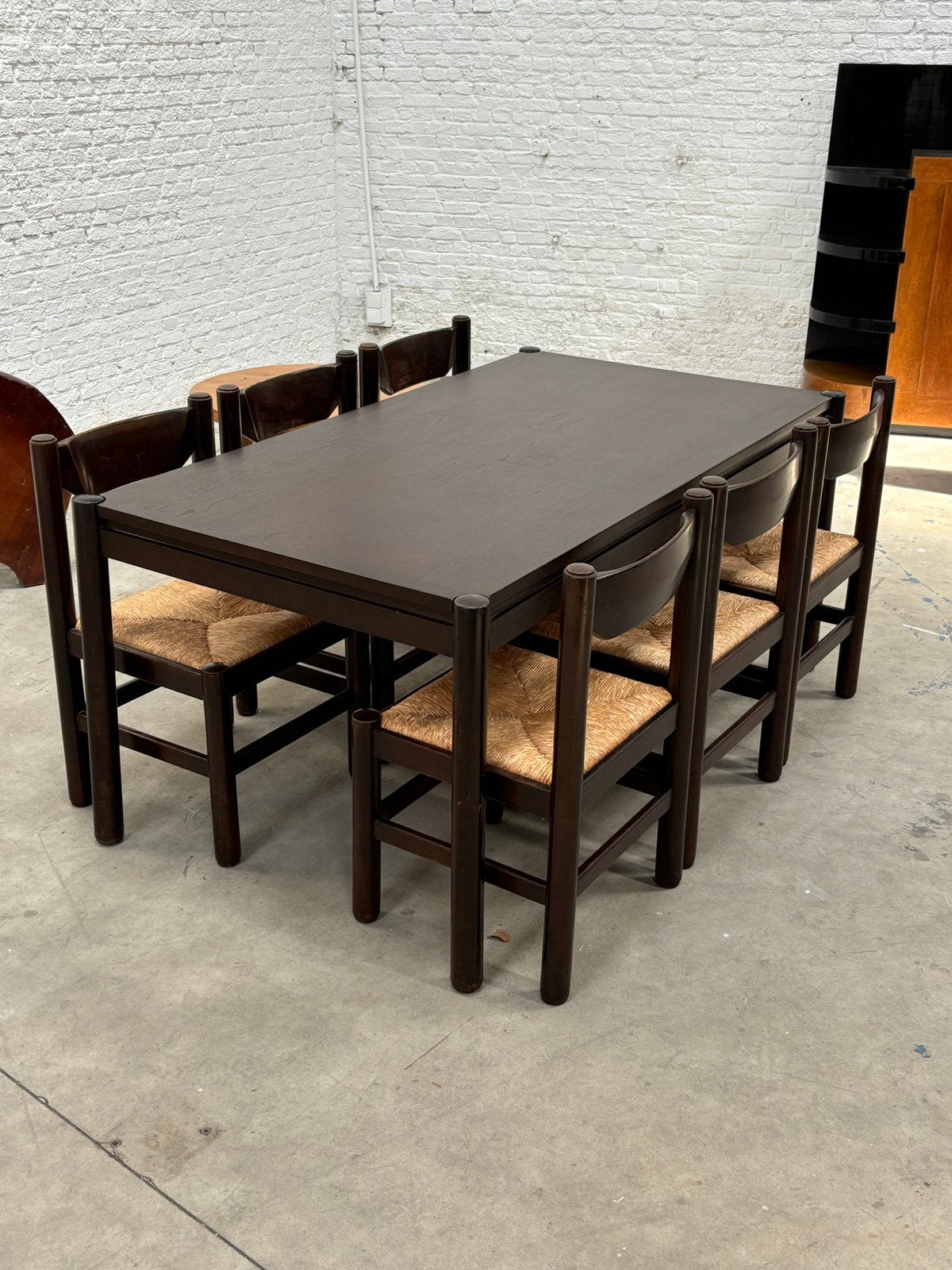Vintage italiaans eettafel set, vico magistretti stijl retro, Huis en Inrichting, Tafels | Eettafels, Ophalen, Gebruikt, Rechthoekig