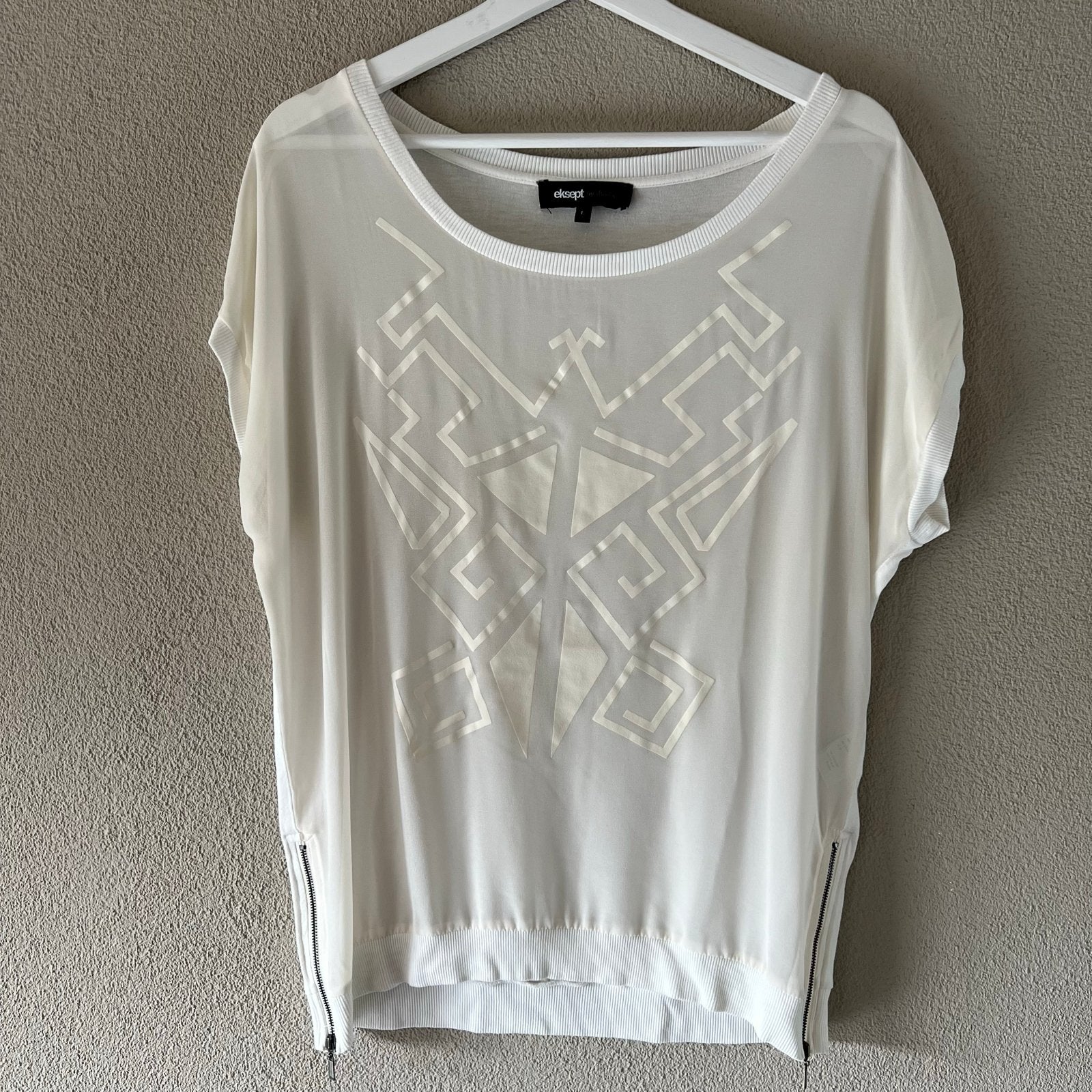 Witte top met print - Shoeby - Maat L, Ophalen of Verzenden, Zo goed als nieuw, Maat 42/44 (L), Wit