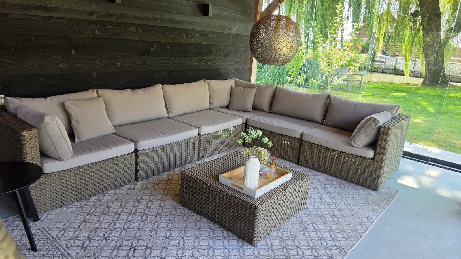 Luxe Wicker Loungeset van Garden Impressions, Tuin en Terras, Ophalen, Gebruikt, 8 zitplaatsen, Loungeset