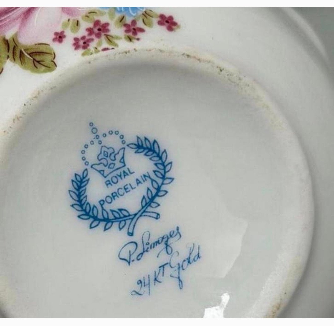 ROYAL PORCELAIN P. Limoges 24KT Gold melkkan en schaaltje, Ophalen of Verzenden