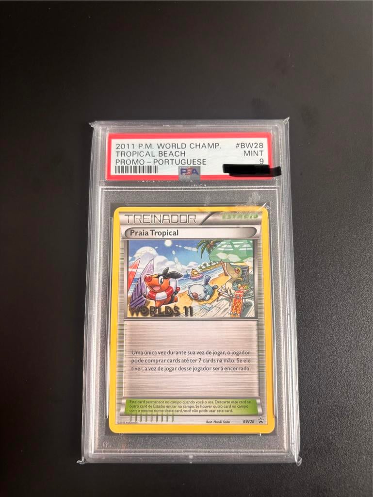 PSA 9 2011 P.M. World Champ. Tropical Beach Promo BW28, Ophalen, Zo goed als nieuw, Losse kaart
