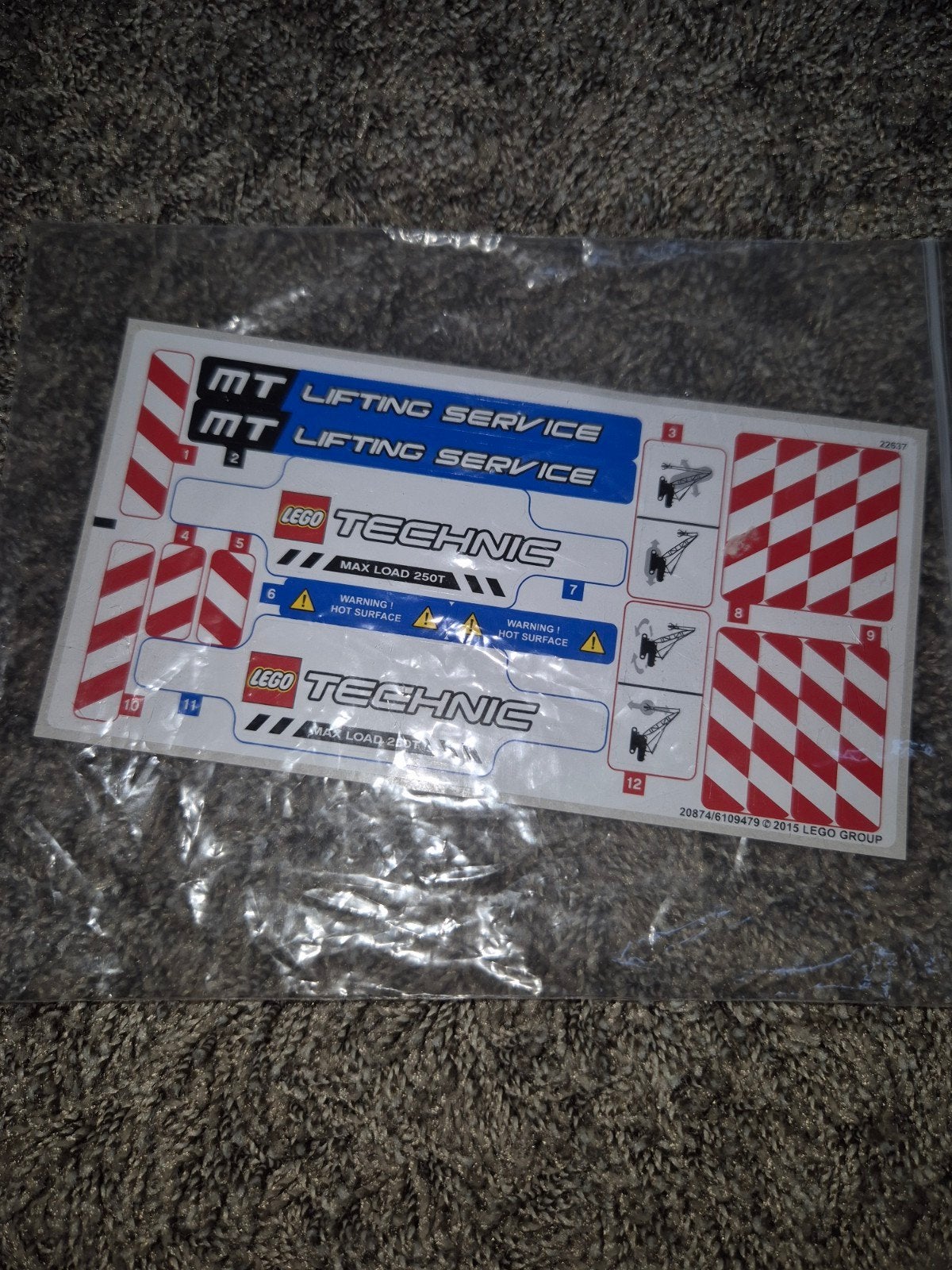 Stickervel Nieuw Lego Technic Kraan 42042, Ophalen of Verzenden, Nieuw