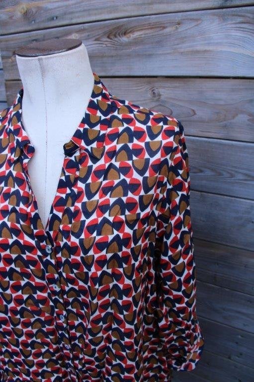 Blouse bruin/ rood/ zwart Paprika mt 3 (48) Vaste prijs, Maat 46/48 (XL) of groter, Ophalen of Verzenden, Zo goed als nieuw, Paprika