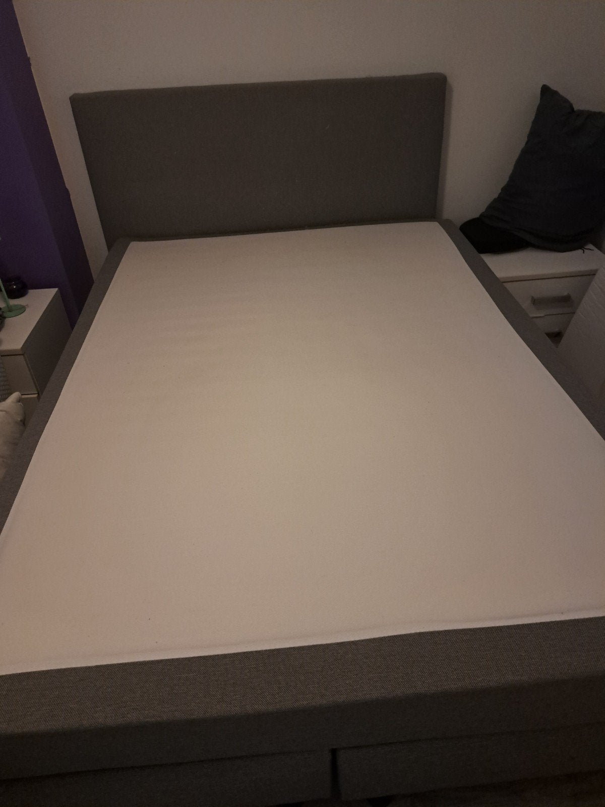Boxspring 1.40 x 2.00 meter met hoofdbord, Ophalen, Gebruikt, Tweepersoons, 140 cm
