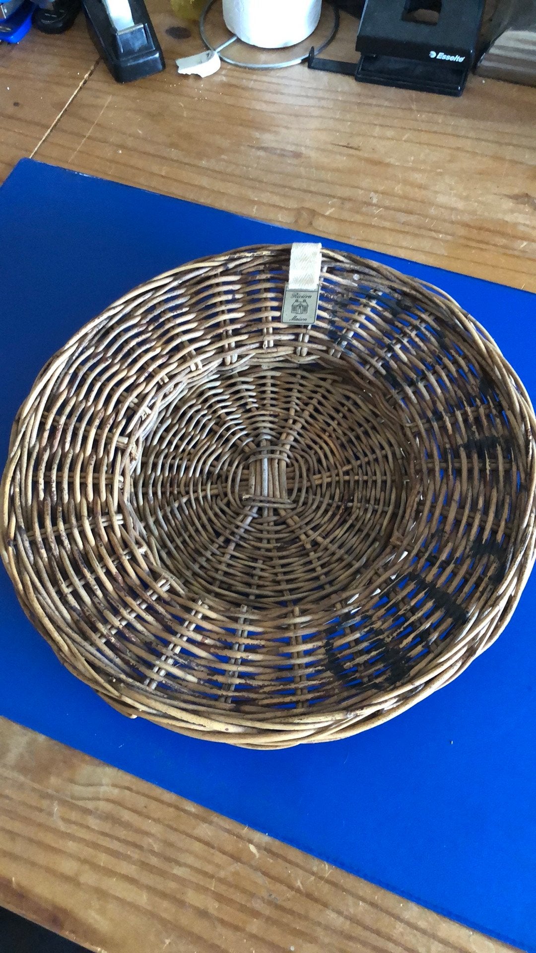 Rieten schaal van Rivièra Maison, Huis en Inrichting, Woonaccessoires | Schalen en Manden, Ophalen, Zo goed als nieuw, Rond, Riet