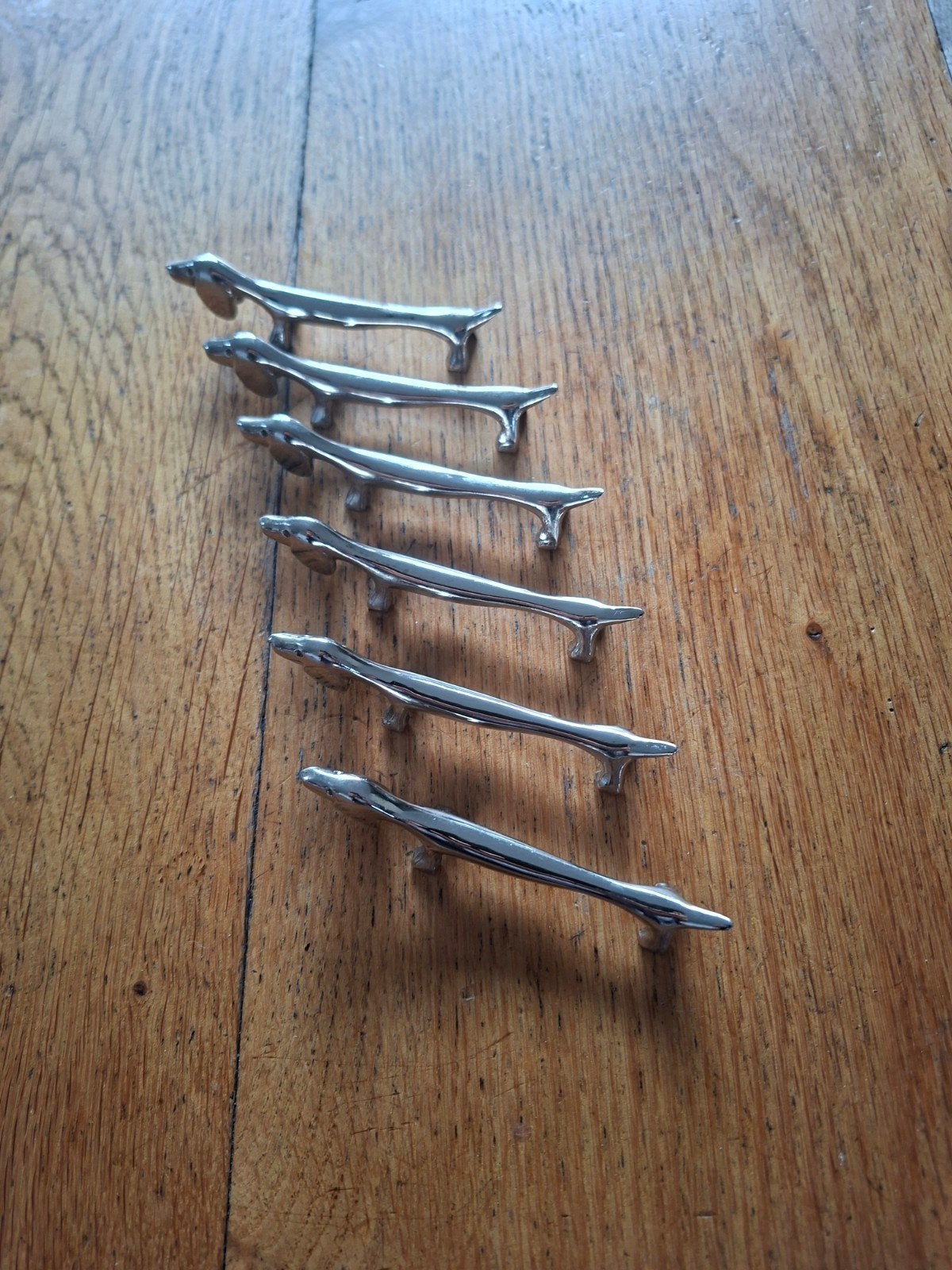 verzilverde messenleggers, teckels, Ophalen of Verzenden, Zo goed als nieuw, Minder dan 50 cm, Minder dan 100 cm