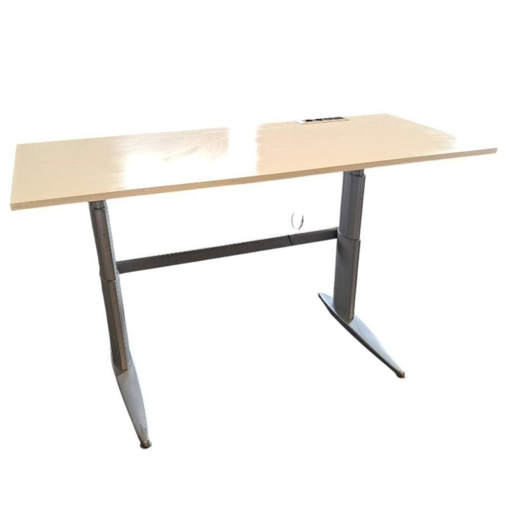 Elektrisch Zit Sta Bureau Zilvergrijs Wit 180 x 80, Overige stijlen, Zit-sta bureau, Gebruikt, In hoogte verstelbaar