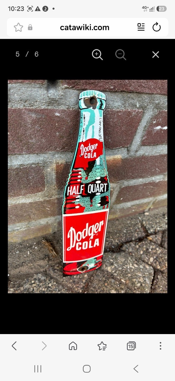Vintage Dodger Cola reclamebord - flesvorm, Ophalen of Verzenden