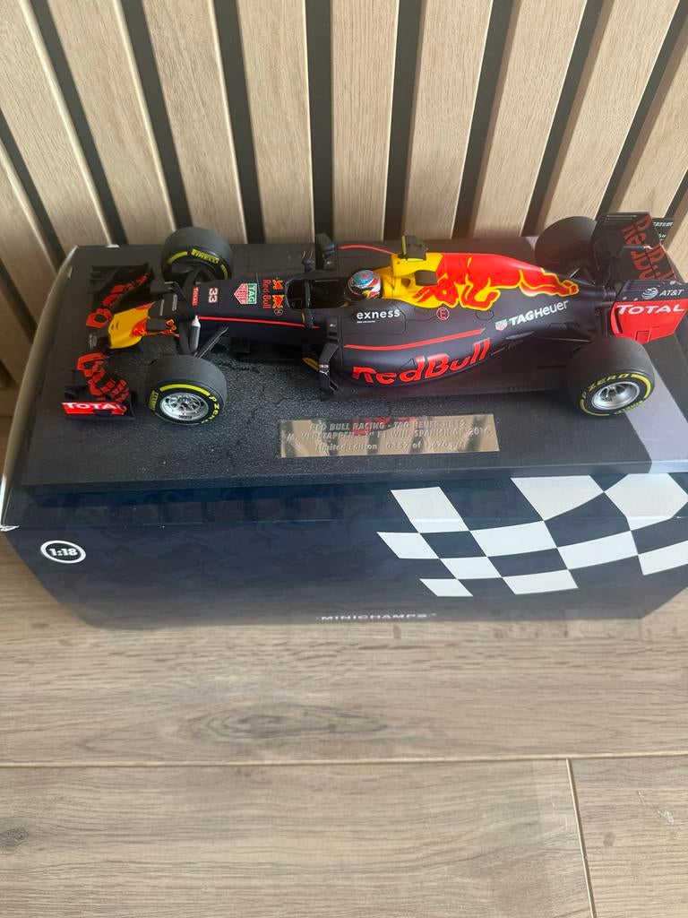 Max Verstappen 2016 Spaanse GP 1e overwinning 1:18 model, Ophalen of Verzenden, Zo goed als nieuw, Auto, MiniChamps
