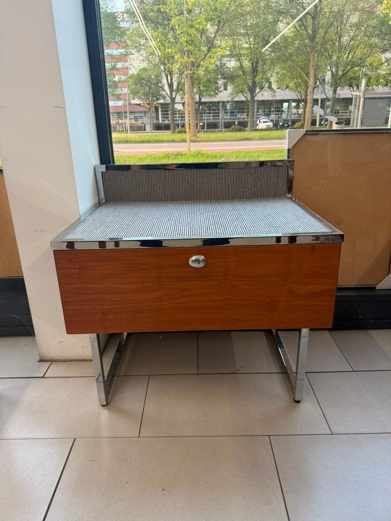 Vintage Mid-Century Commode – Hout & Chroom (Design), Ophalen