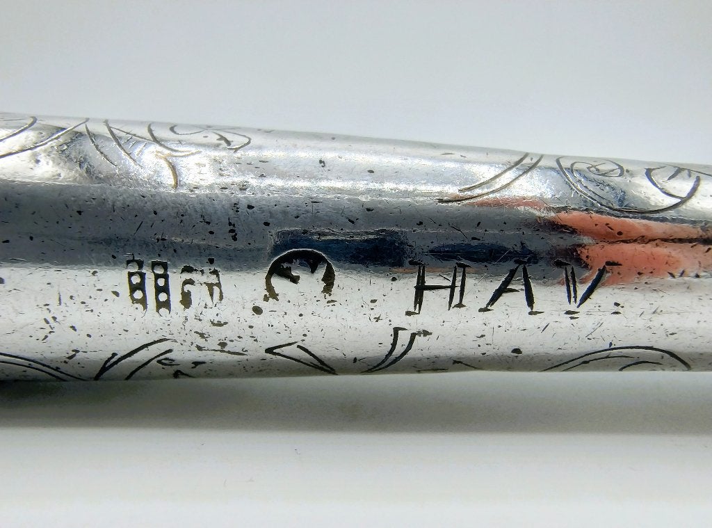 Antiek mes met zilveren heft, W. Vosmeer, Gouda, 1742, Verzenden, Zilver