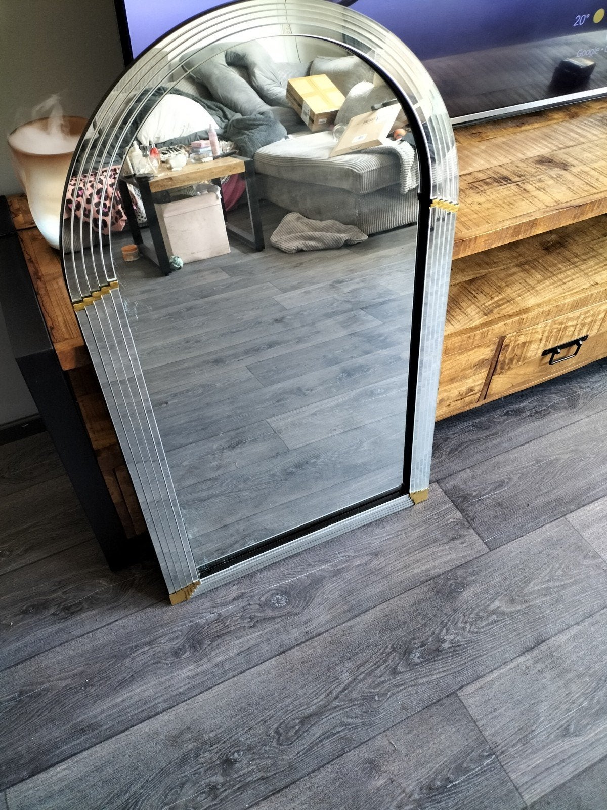 Luxe spiegel met gouden accenten - 100x60 cm, Ophalen, Overige vormen, 50 tot 100 cm, 100 tot 150 cm
