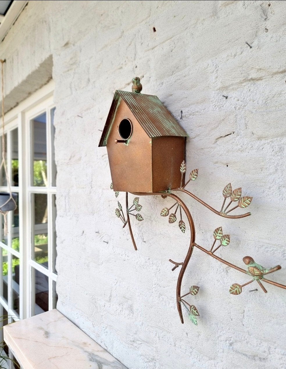 Decoratief metalen vogelhuis wandornament met takken, Gebruikt, Meerkleurig, Ophalen of Verzenden, Landelijk