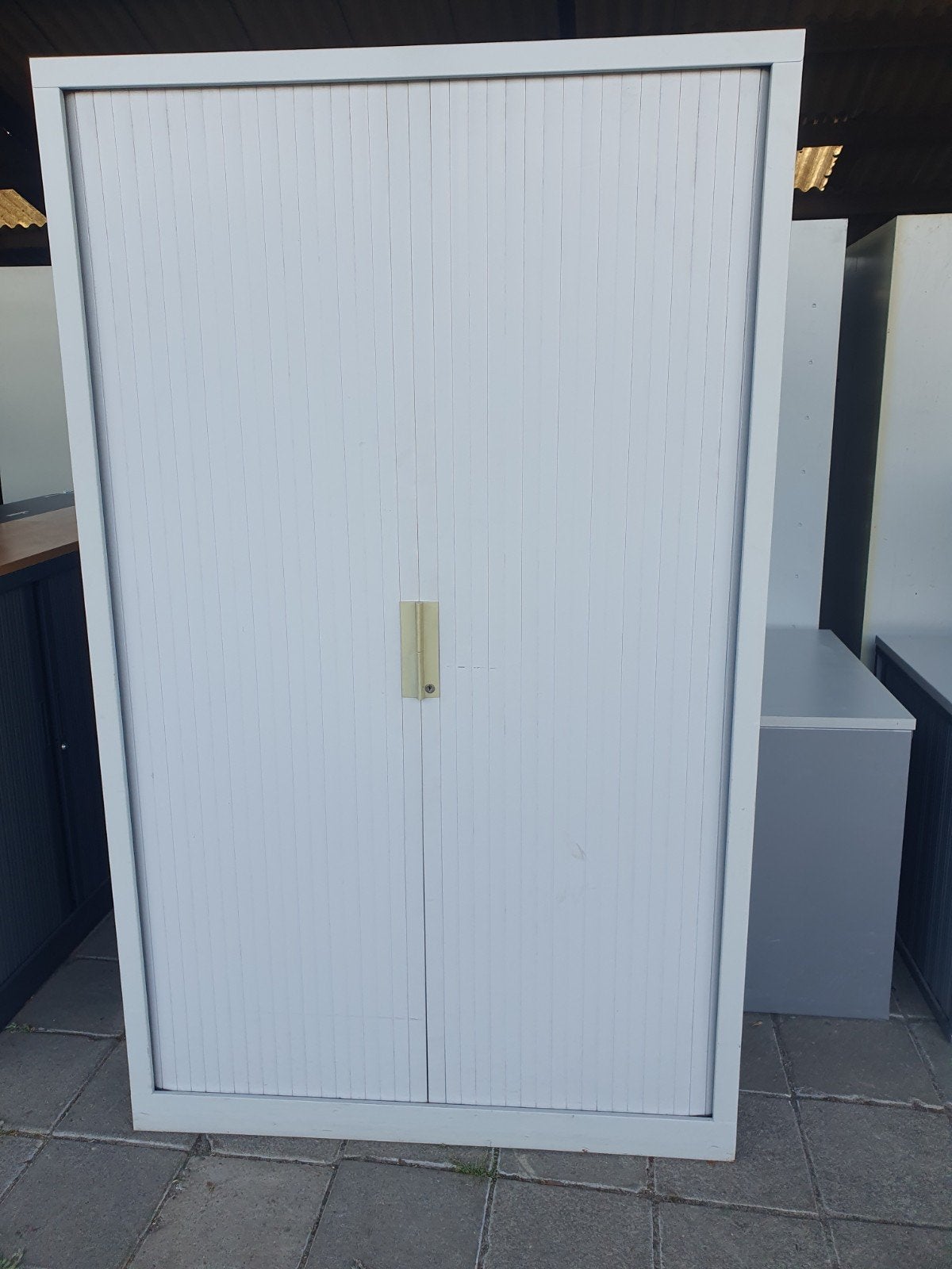 Witte roldeurkast - 120x198x42 cm, Ophalen, Gebruikt, 100 tot 150 cm, 150 tot 200 cm
