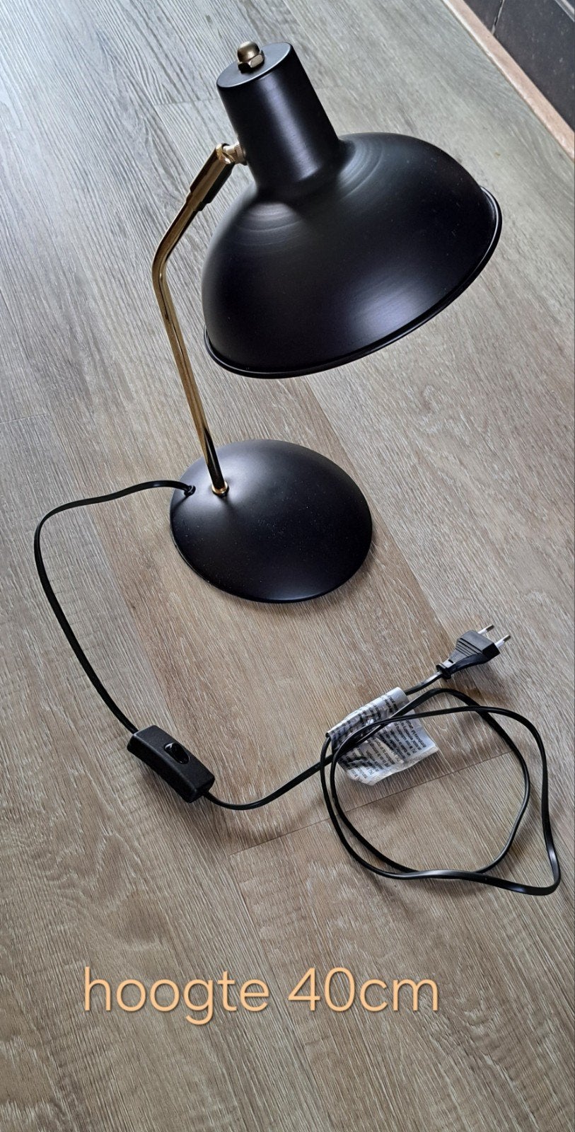 Zwarte tafel-/bureaulamp 40cm hoog, Bureaulamp, Gebruikt, Zwart, 40 cm