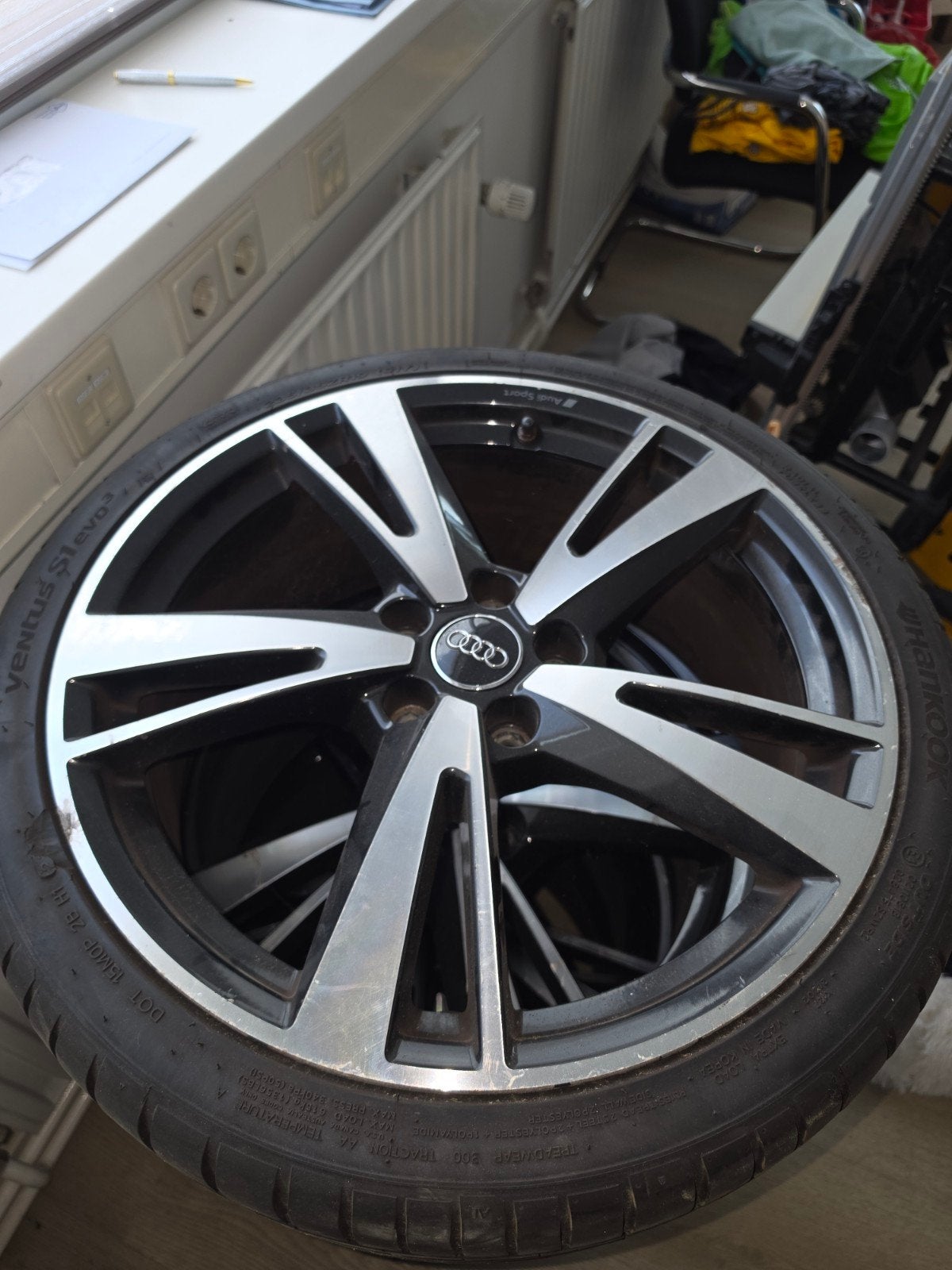 Audi Sport Blade velgen 19 inch  (inc. banden), Gebruikt, 255 mm, Banden en Velgen, Personenwagen