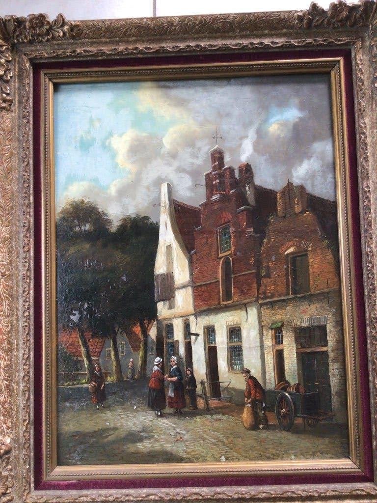 Prachtig antiek olieverfschilderij, Paneel, Nederlandse school, Ophalen of Verzenden, Olieverf