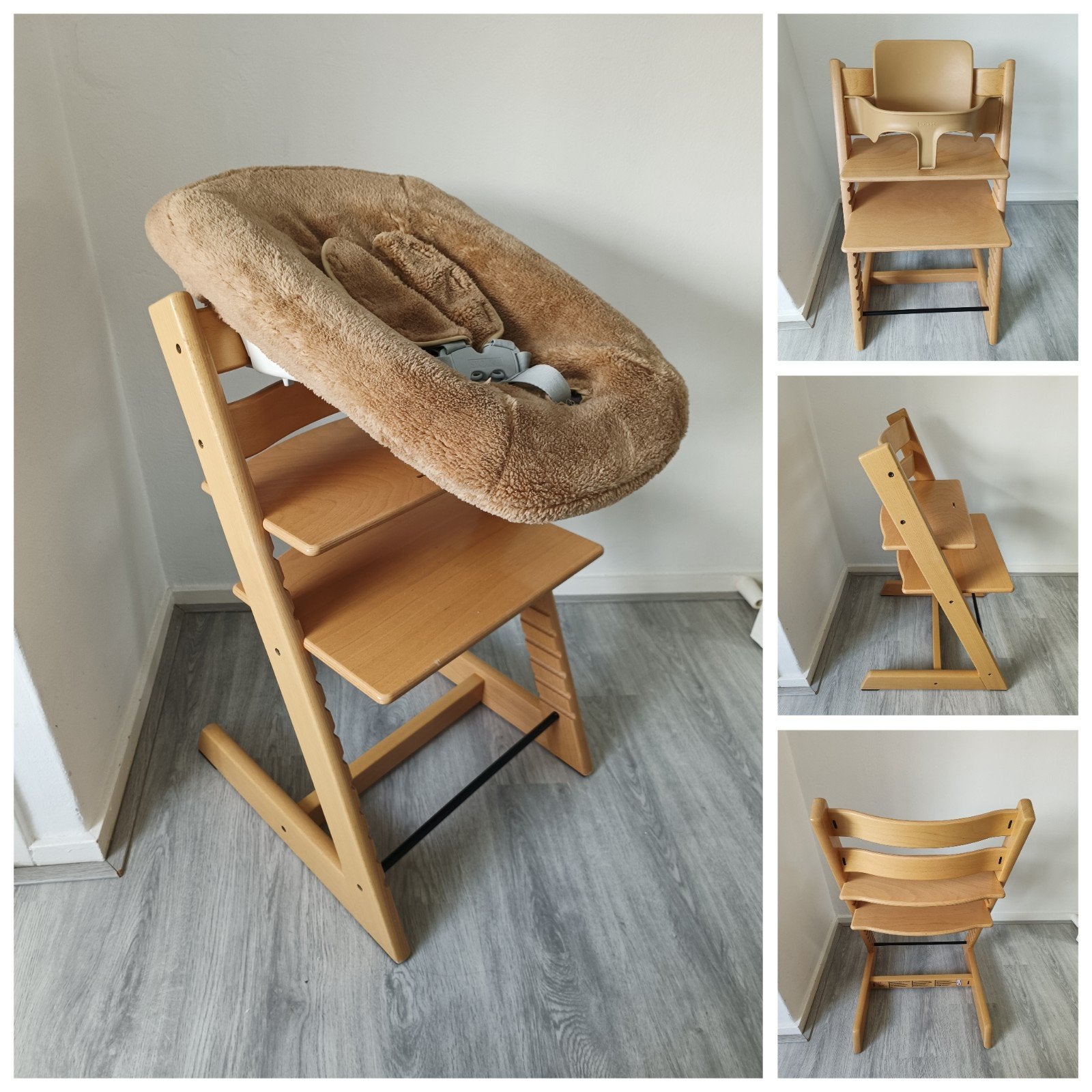 Stokke Tripp Trapp naturel+babyset,newbornset,teddy hoes, Meegroeistoel, Ophalen of Verzenden, Zo goed als nieuw, X