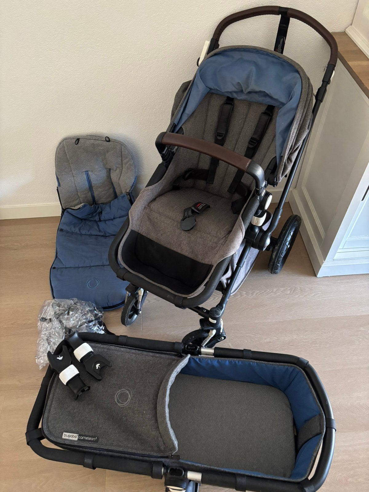 Complete Bugaboo Cameleon 3 grijs/blauw, Gebruikt, Bugaboo, Verstelbare duwstang, Ophalen