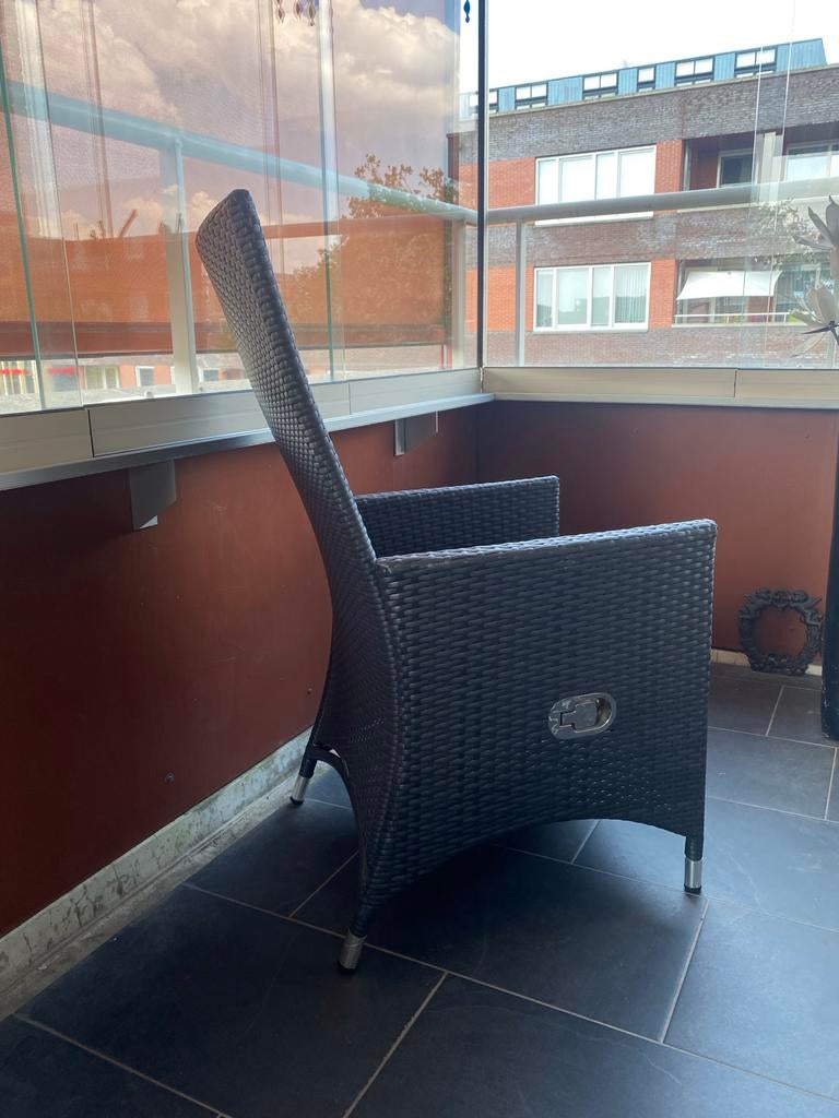 Comfortabele Wicker Tuinstoel - Donkergrijs, Tuin en Terras, Tuinstoelen, Ophalen, Gebruikt, Wicker