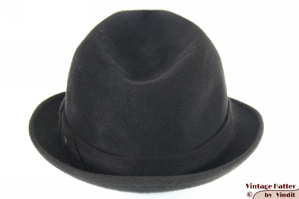 Vintage Gleufhoed Panizza donker grijs haarvilt 56, Hoed, Ophalen of Verzenden, Panizza, 57 cm (M, 7⅛ inch) of minder