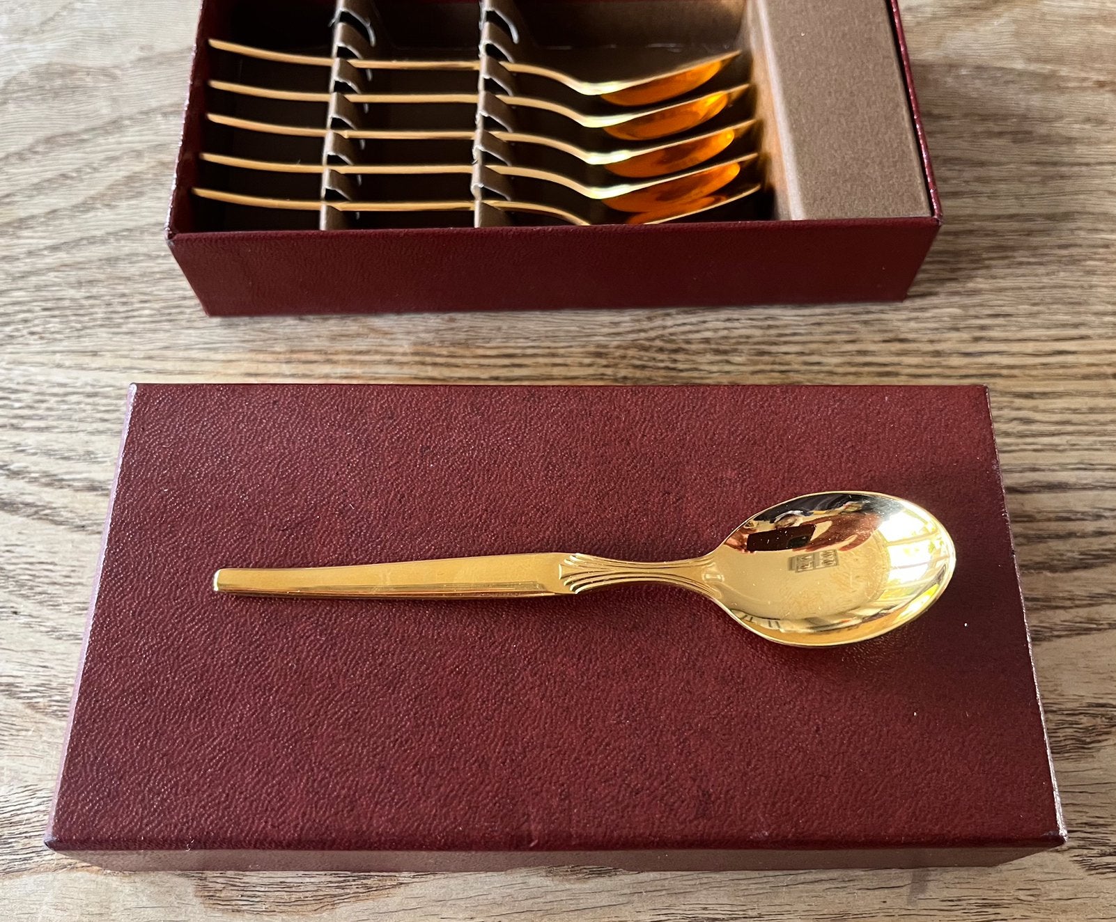 Set van 6 vermeil (vergulde) koffie- of theelepels Wellner, Ophalen of Verzenden
