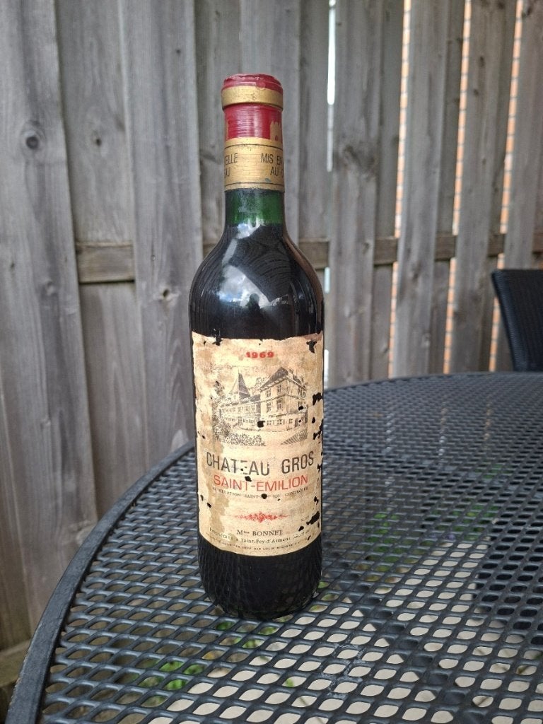 Chateau Gros Saint Emilion saint M Bonnet Pey d Armens  1969, Verzamelen, Frankrijk, Nieuw, Ophalen of Verzenden, Rode wijn