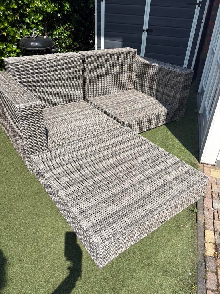Loungeset 3 delig, Tuin en Terras, Tuinsets en Loungesets, Zo goed als nieuw, Kunststof, Hocker, Ophalen