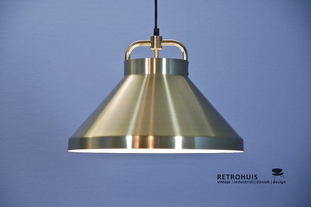 Deense hanglamp Fog Morup messing Hammerborg vintage 1970s, Ophalen of Verzenden, Gebruikt