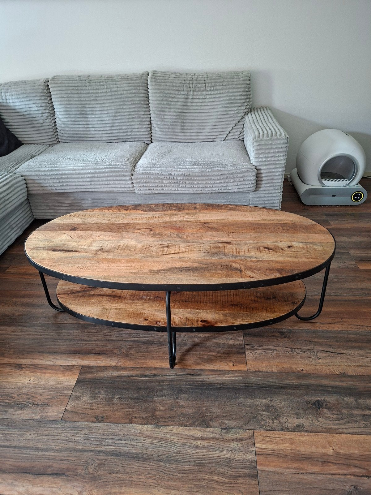 Ovale Salontafel van Mangohout - 130x71 cm, Gebruikt, 100 tot 150 cm, Ovaal, Overige houtsoorten