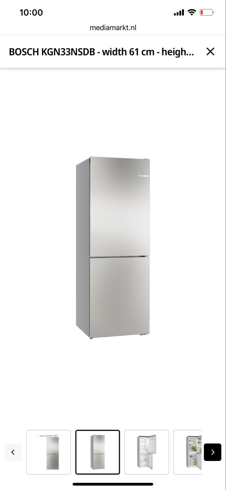 BOSCH KGN33NSDB Koel-vriescombinatie - 61 cm breed, 200 liter of meer, 60 cm of meer, Met aparte vriezer, Nieuw