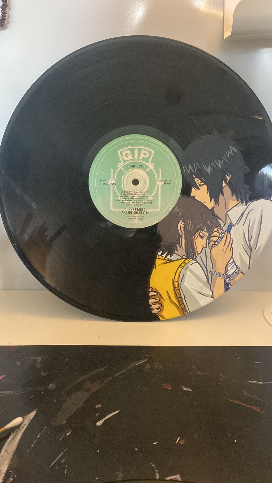 Handgeschilderde vinylplaat - Say I love you, Yamto x Mei, Ophalen of Verzenden, 1970 - 1979, Gebruikt, 12 inch