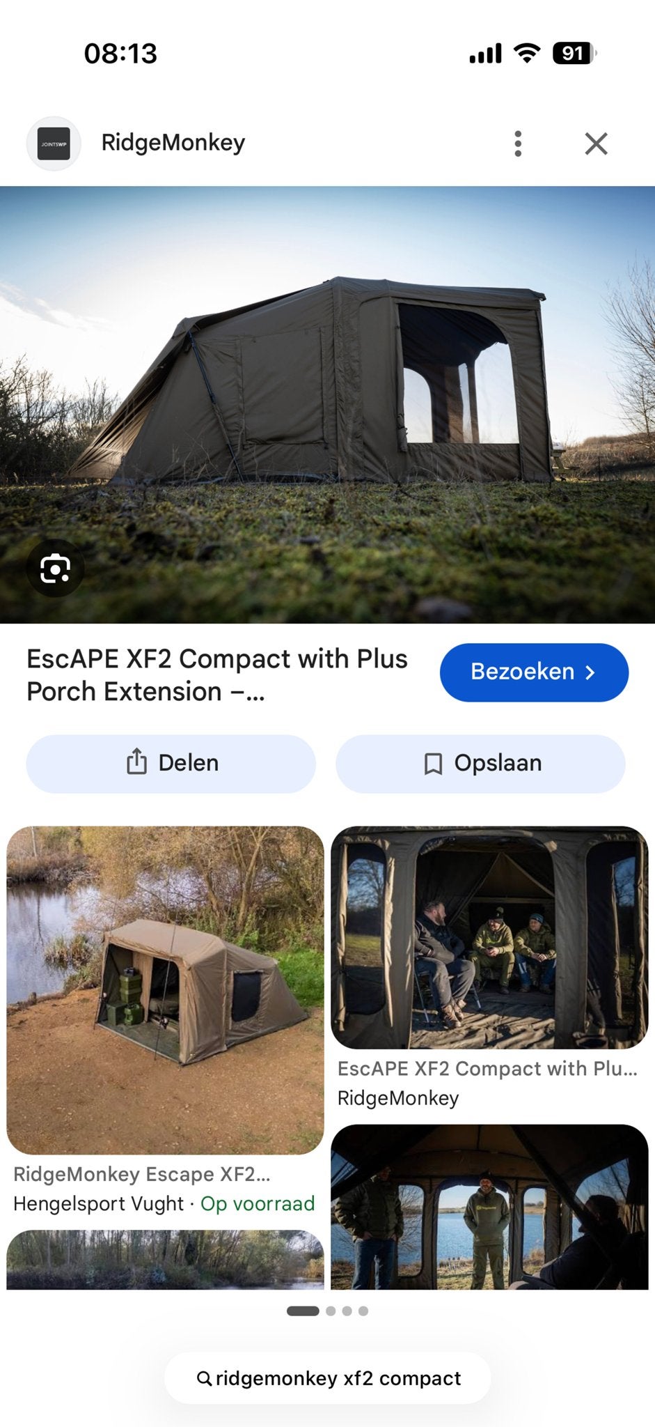 RidgeMonkey EscAPE XF2 Compact met Porch Extension, Ophalen, Zo goed als nieuw, Tot en met 2
